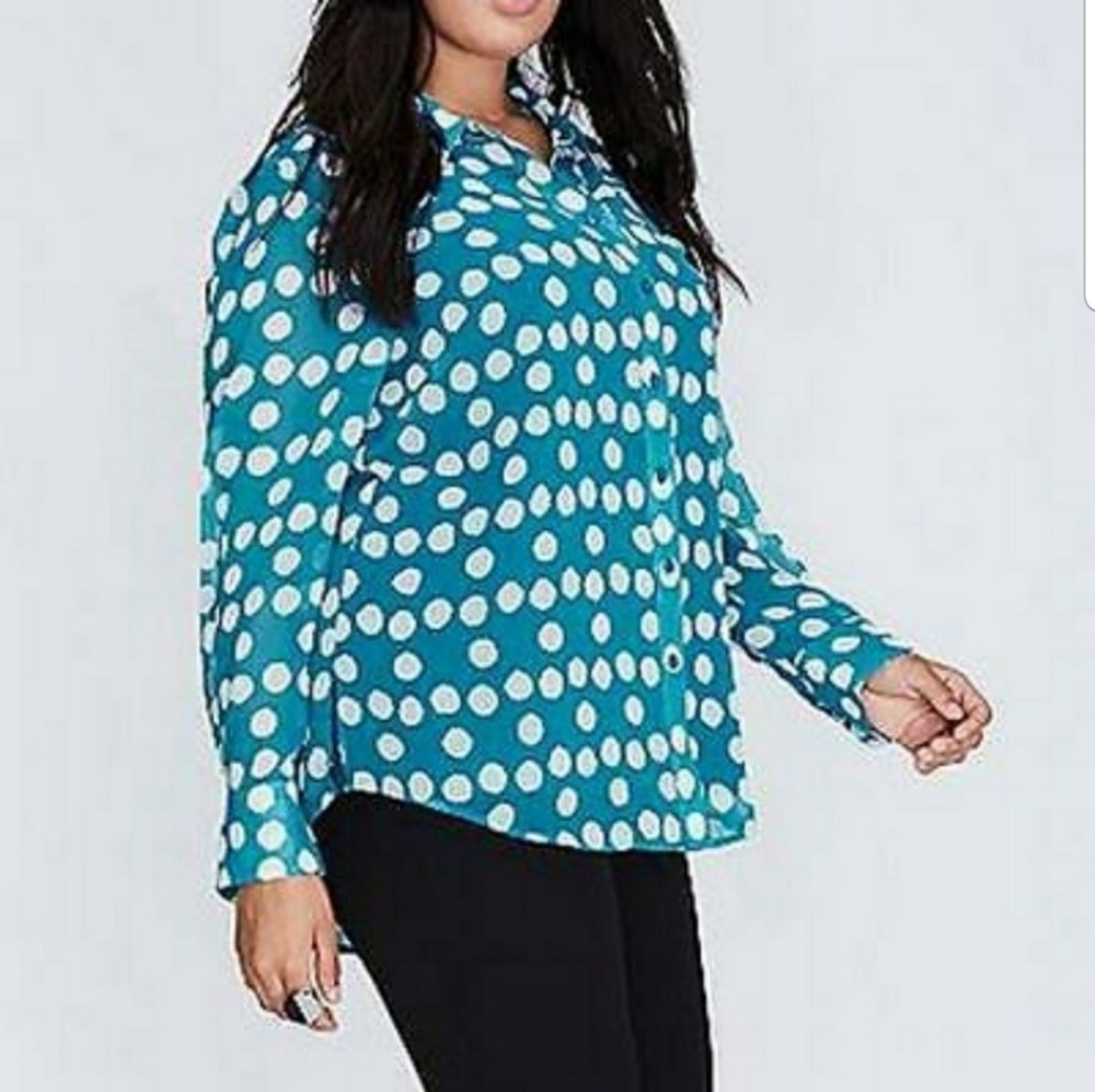 LANE BRYANT Sheer Polka Dot Blouse